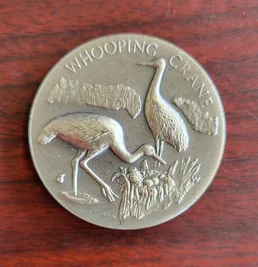 Longines Symphonette Sterling Whooping Crane Wildlife Series Medal 1.1oz Coin