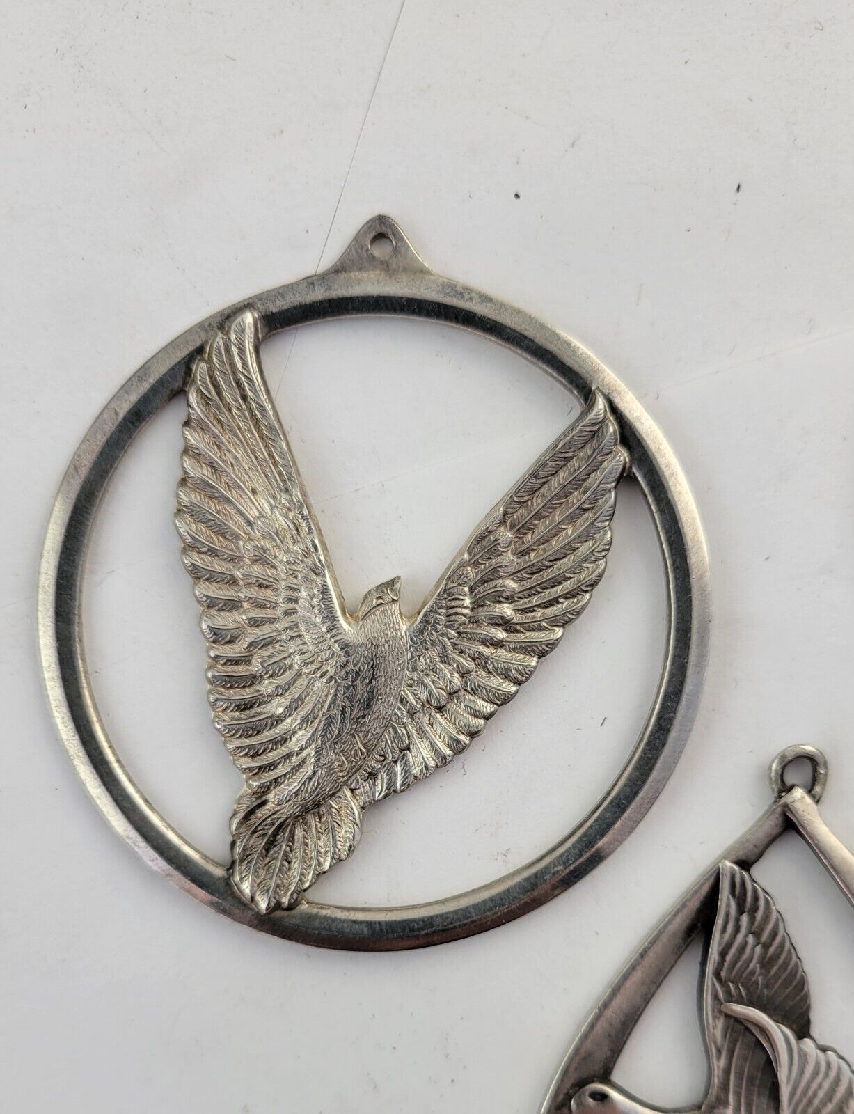 Vintage 1970s Wallace Sterling Silver Peace On Earth Ornaments 3.6oz. Doves 4pc.