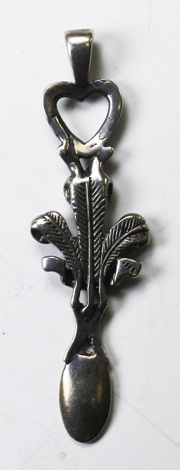 Sterling Silver Ich Dien Prince of Wales Spoon Pendant 59mm x 17mm