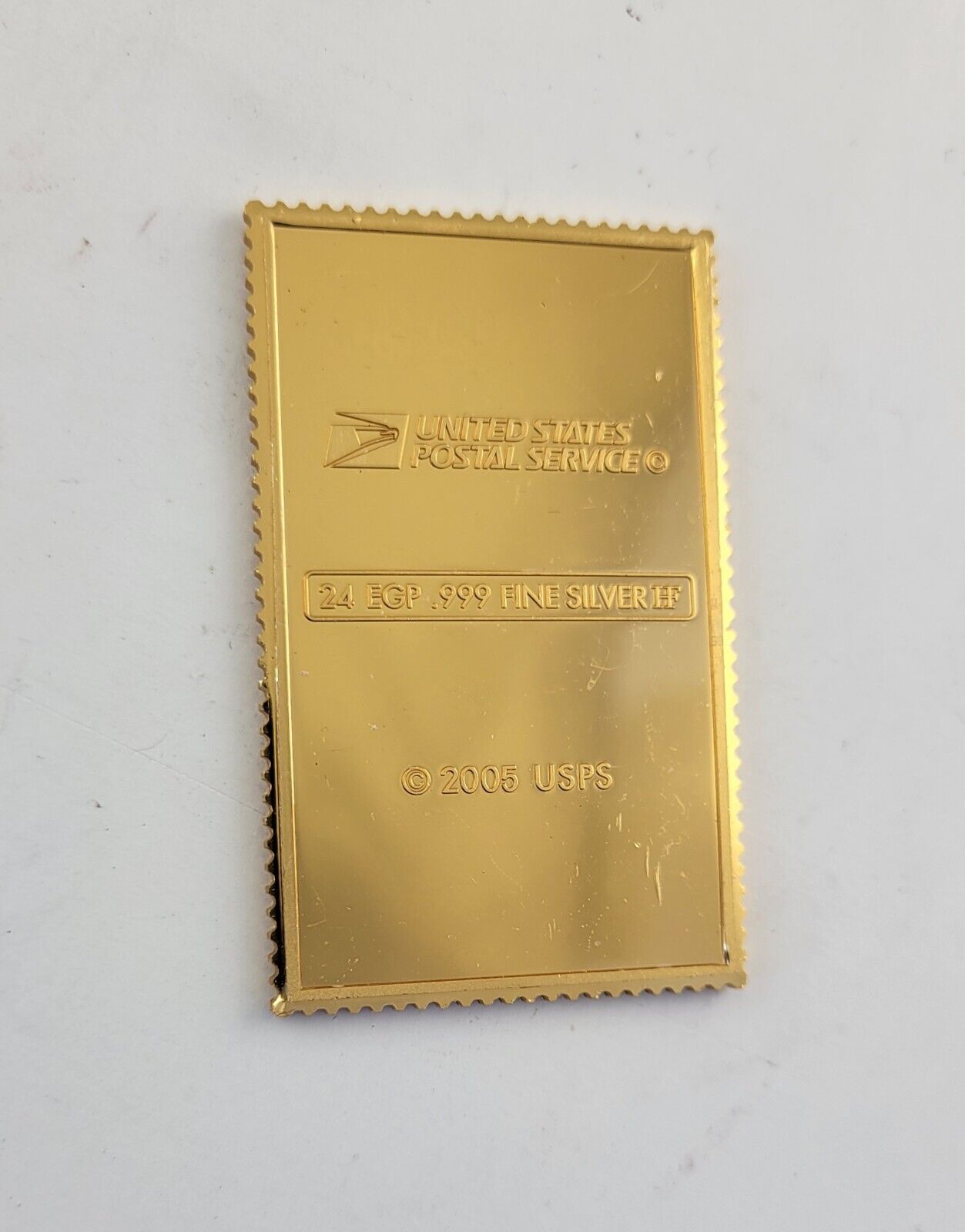 USPS United We Stand .999 Fine Silver Gold Plated Stamp Lyndon B Johnson 1oz.