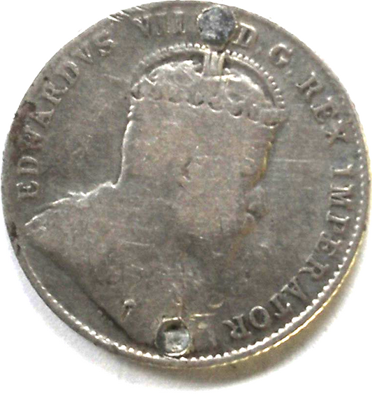 1907 Canada 10c Ten Cents Silver Coin Dime KM# 10 Holed