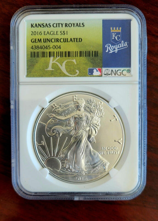 Kansas City Royals 2016 $1 Silver Eagle NGC Gem Uncirculated .999 Fine 1oz MLB