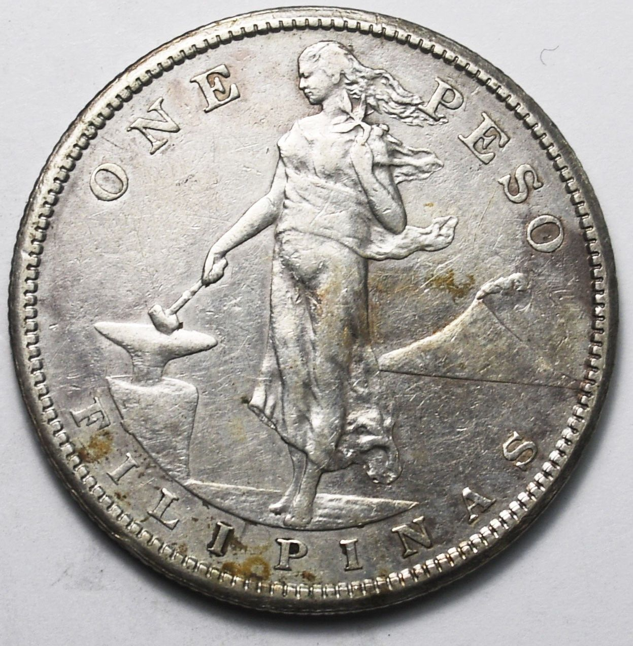1908 S Philippines Silver One Peso KM# 172