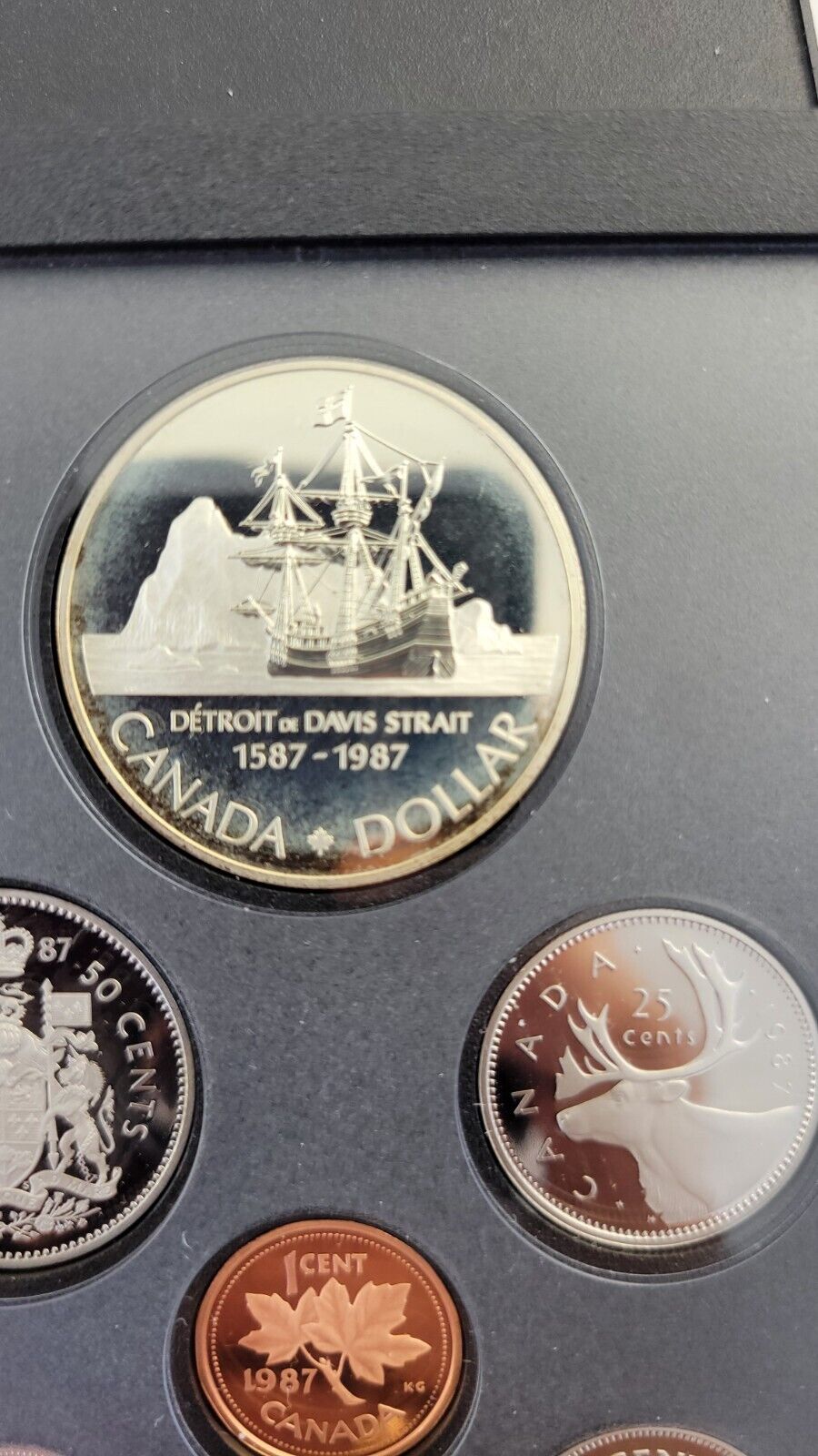 1987 Canada Proof Set 7 Coin Detroit de Davis Strait Canadian w/Box & COA