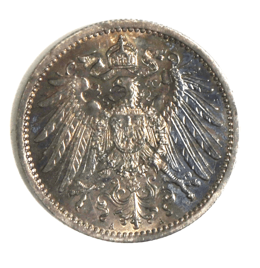 1915 A Germany Empire One Mark Silver Coin KM# 14
