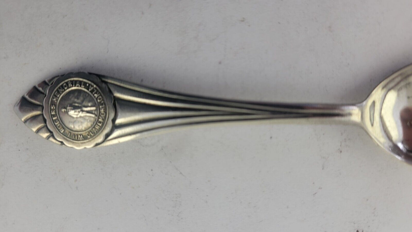 Will Rogers Memorial Claremore Oklahoma Sterling 4 1/2" Souvenir Spoon .39oz.
