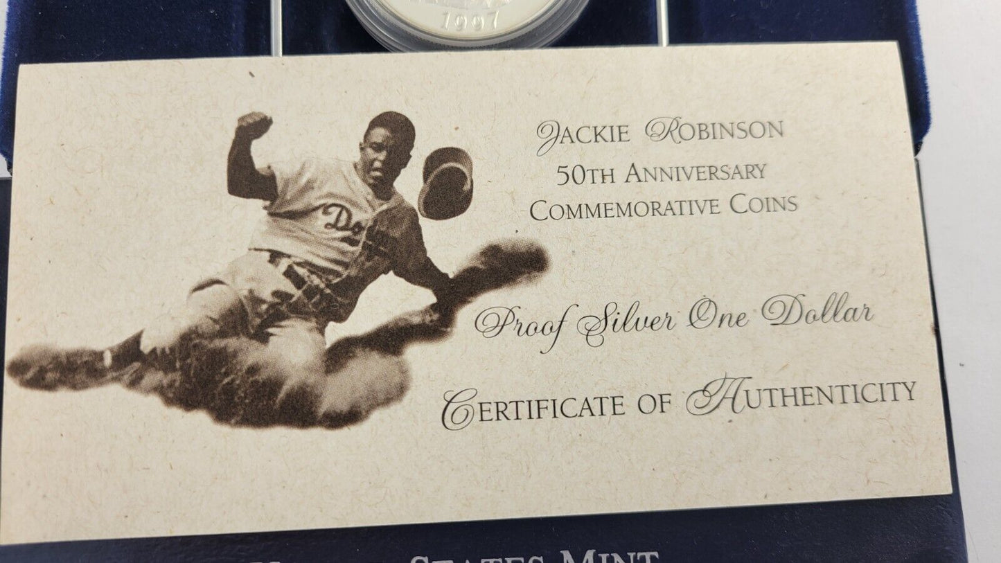 1997 S Jackie Robinson 50th Anniversary Proof Silver Dollar Commemorative Coin