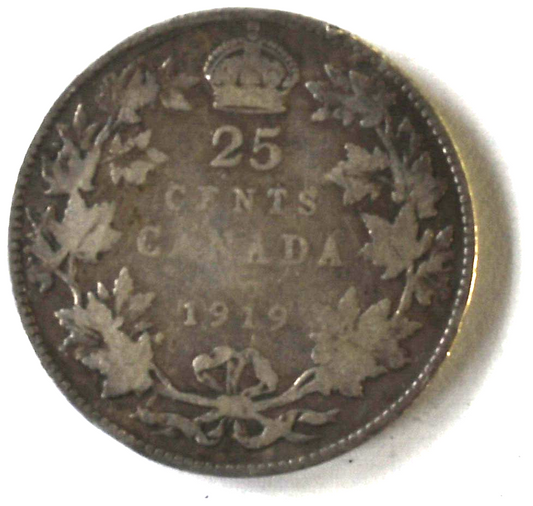 1919 25c Canada Silver Quarter Dollar KM#11