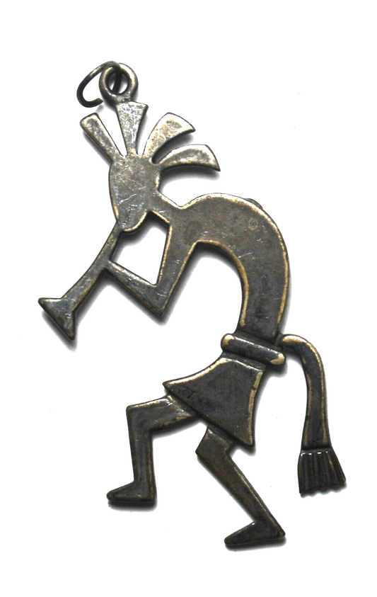 Sterling Silver Sunwest Kokopelli Flute Player Fertility Pendant 57mm x 37mm