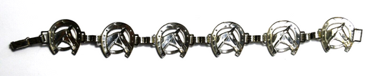 Sterling Silver Danecraft Horseshoe Horse Bust Link Bracelet 20mm 7.5