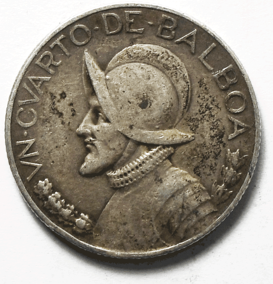 1932 Panama 1/4 Half Balboa Silver Coin KM# 11.1