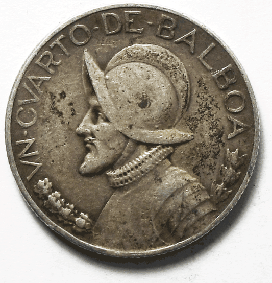 1932 Panama 1/4 Half Balboa Silver Coin KM# 11.1