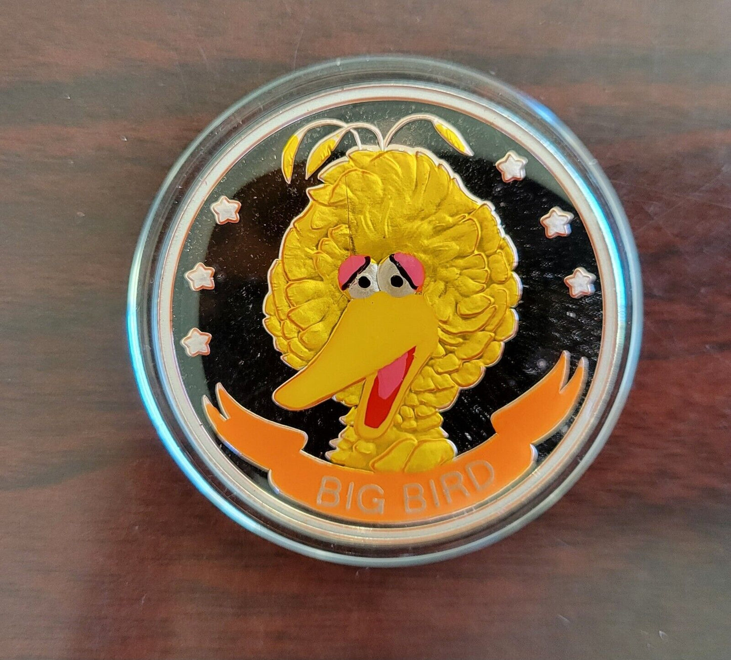 Big Bird Sesame Street 20th Anniversary Enameled 1oz. Silver Round .999 Fine