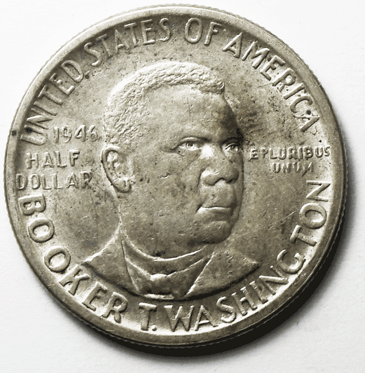 1946 50c Booker T Washington Exposition Commemorative Silver AU