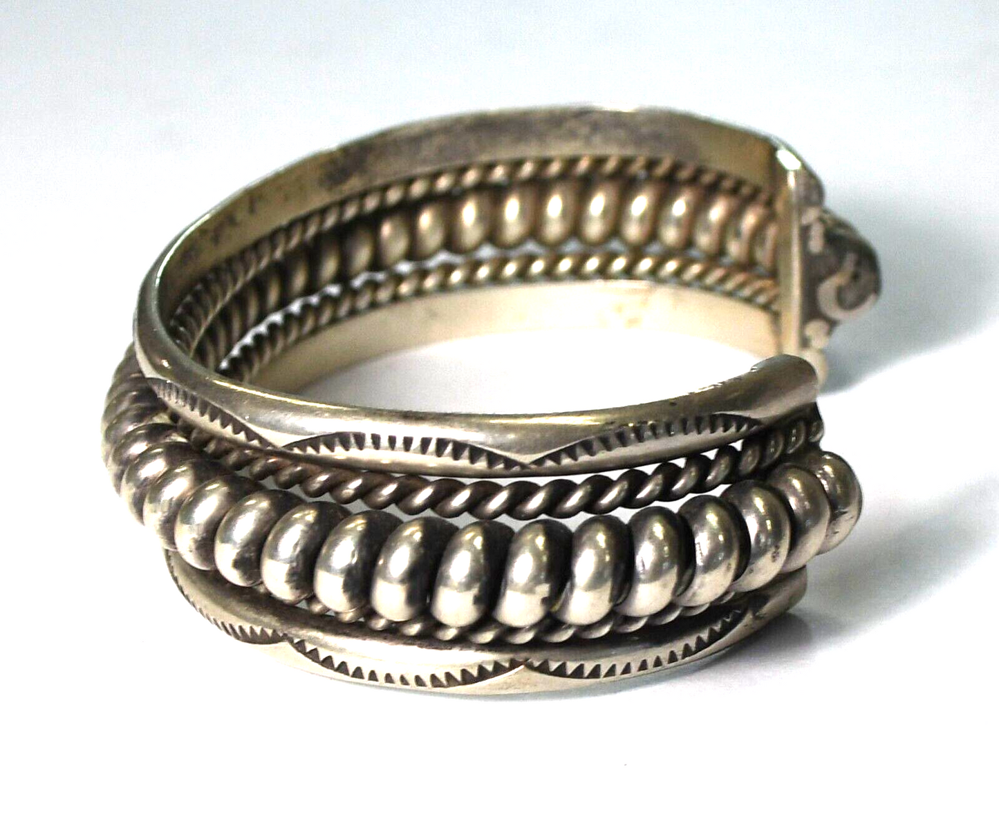 Sterling Silver Tahe Signed 5 Part Twist 18mm Cuff Bracelet 6-3/4" Wrist