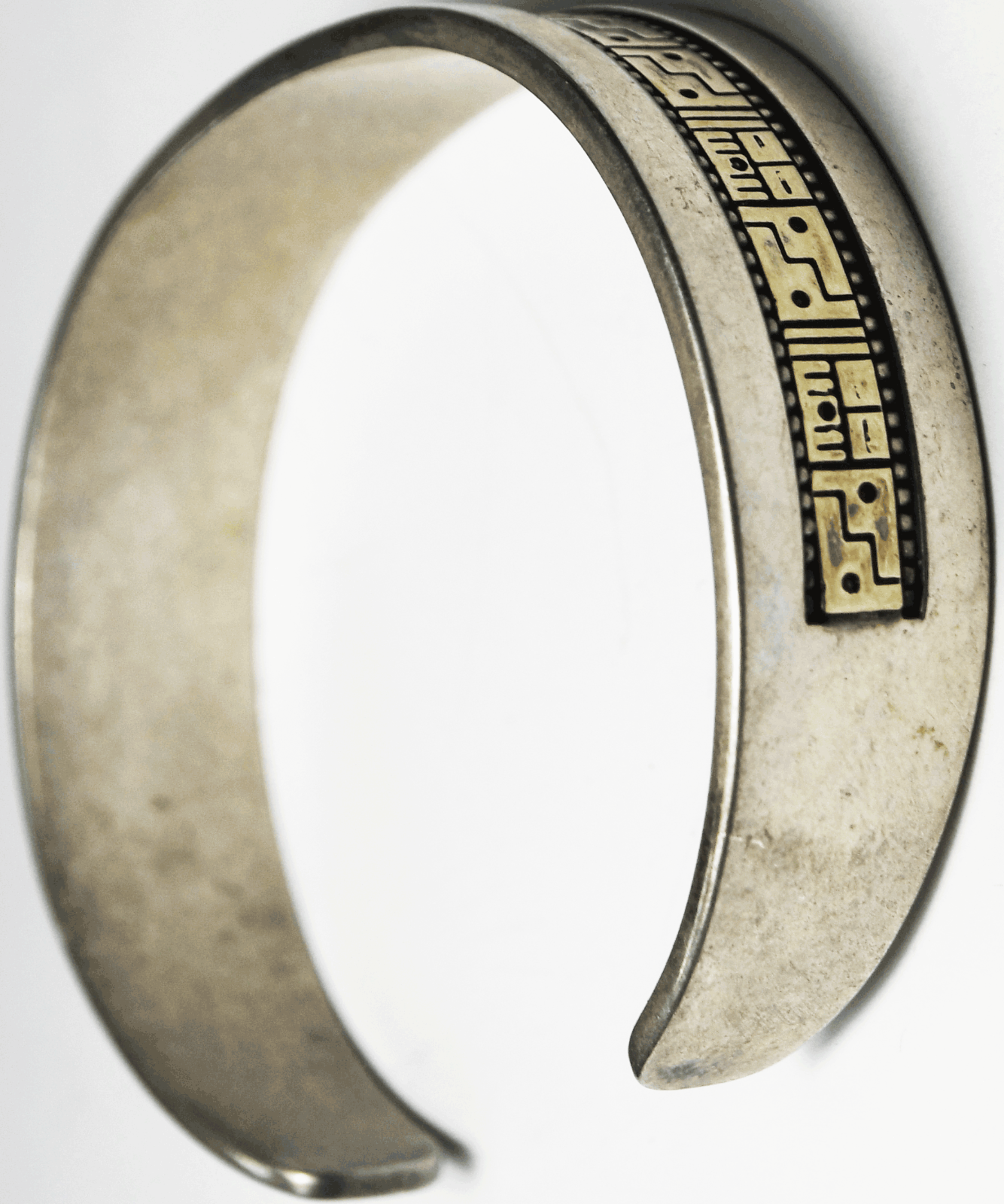 Sterling RMT Carolyn Pollack Two Tone Story Teller Cuff Bracelet 12mm 6-3/4"