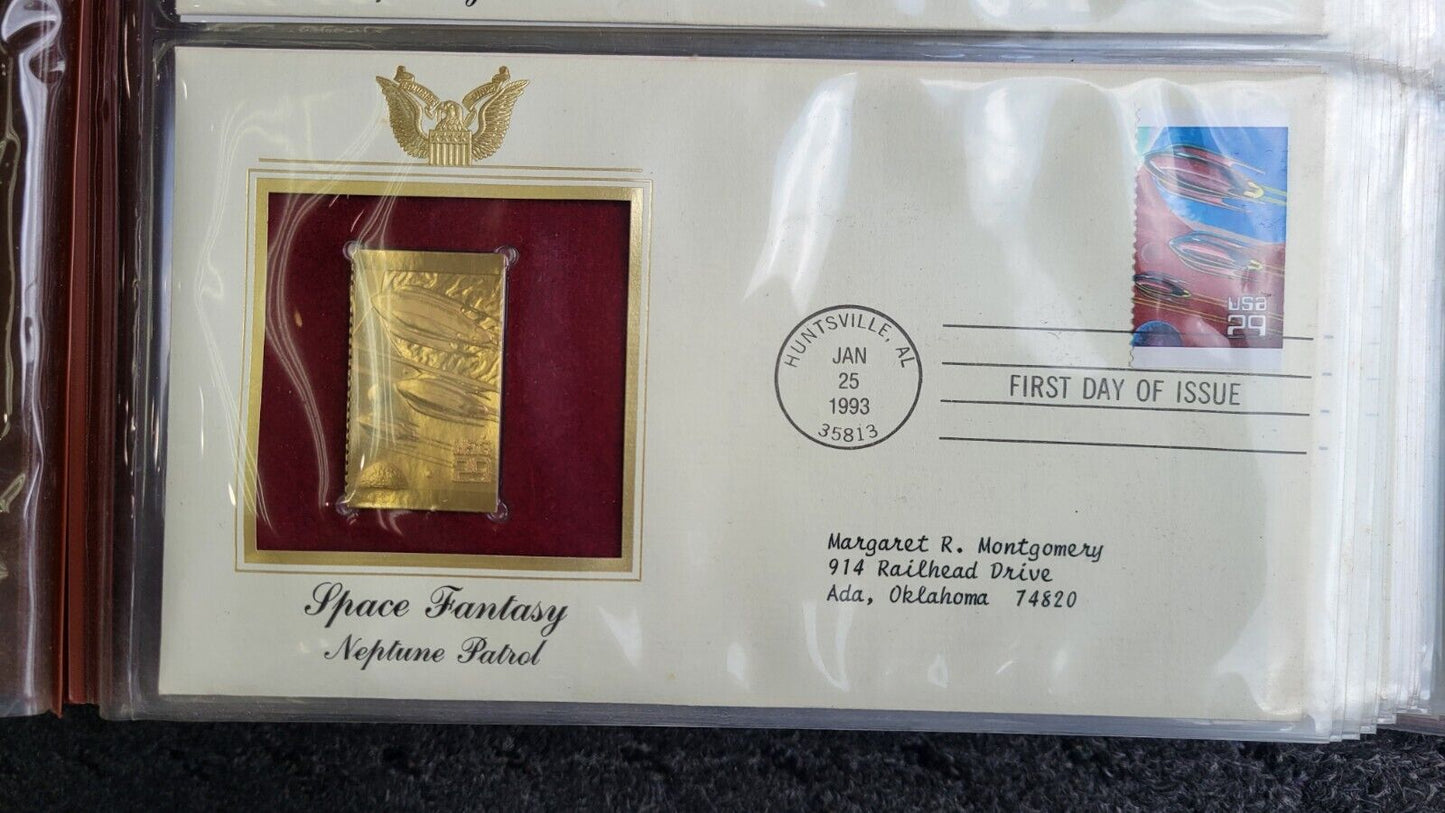 Golden Replicas of United States Stamps Album 22k Gold In Booklet 47pc.