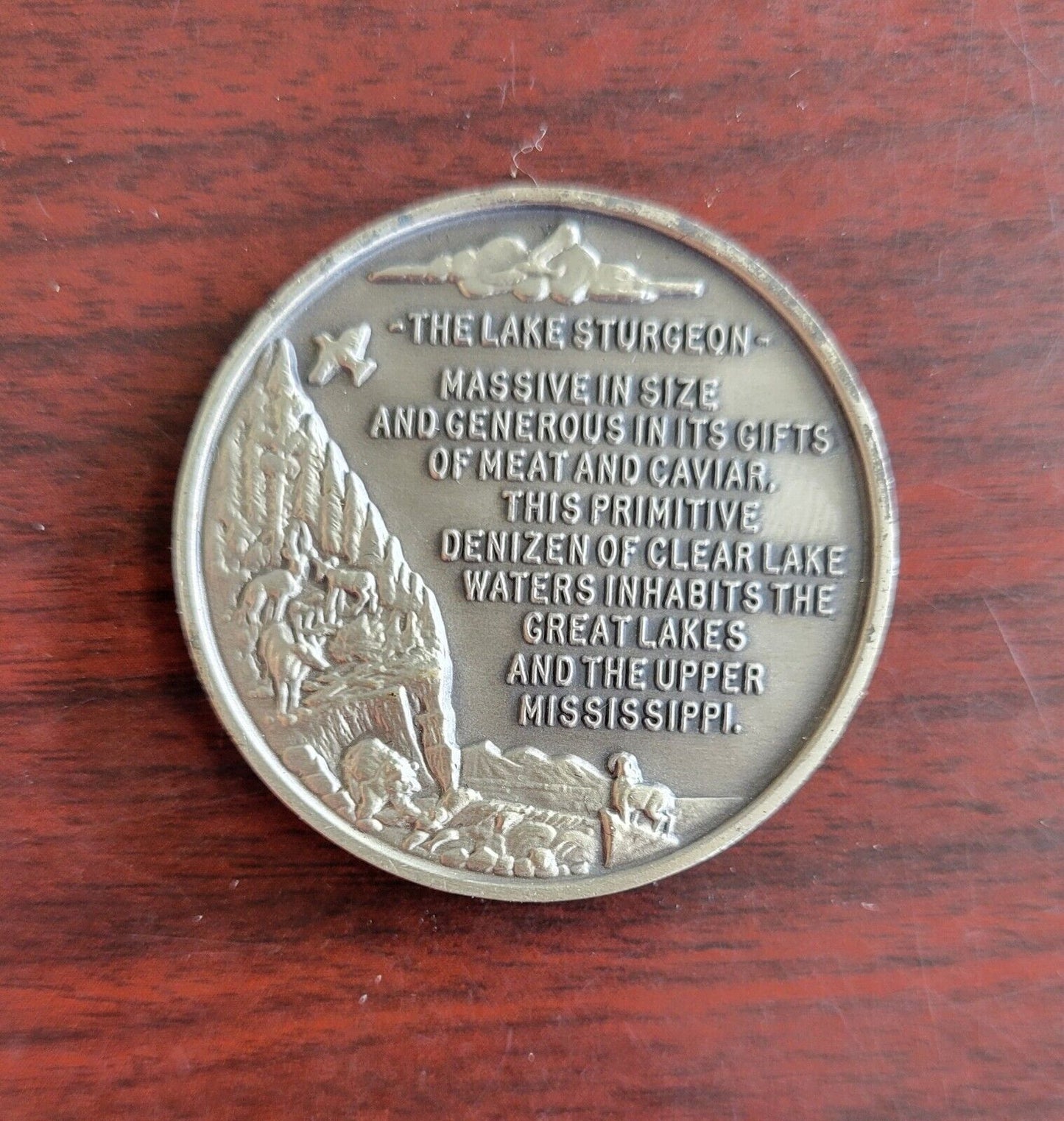 Longines Symphonette Sterling Lake Sturgeon Wildlife Series Medal 1oz Coin