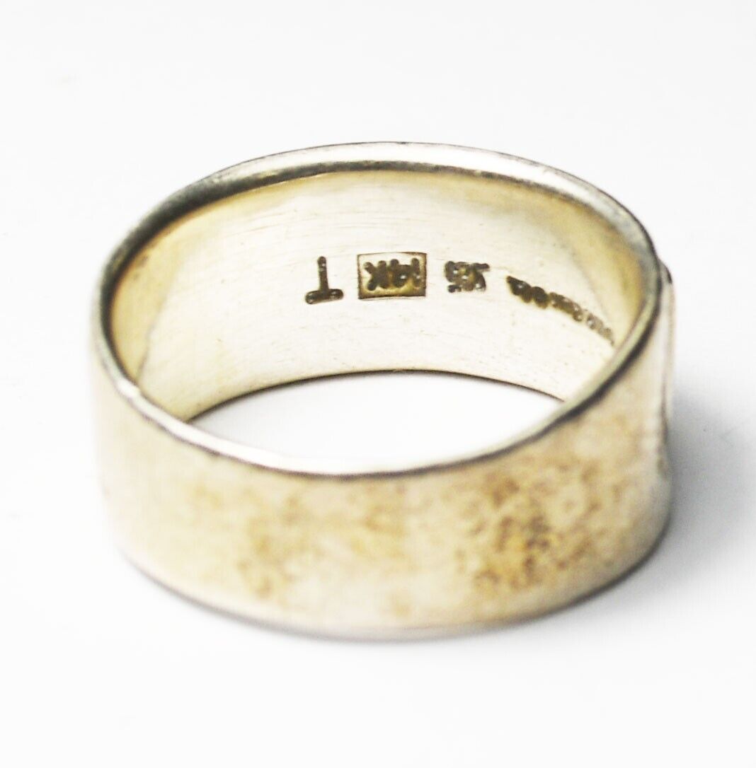 Sterling TC Case Co 925 14k storyteller Ring 10mm Band Size 8
