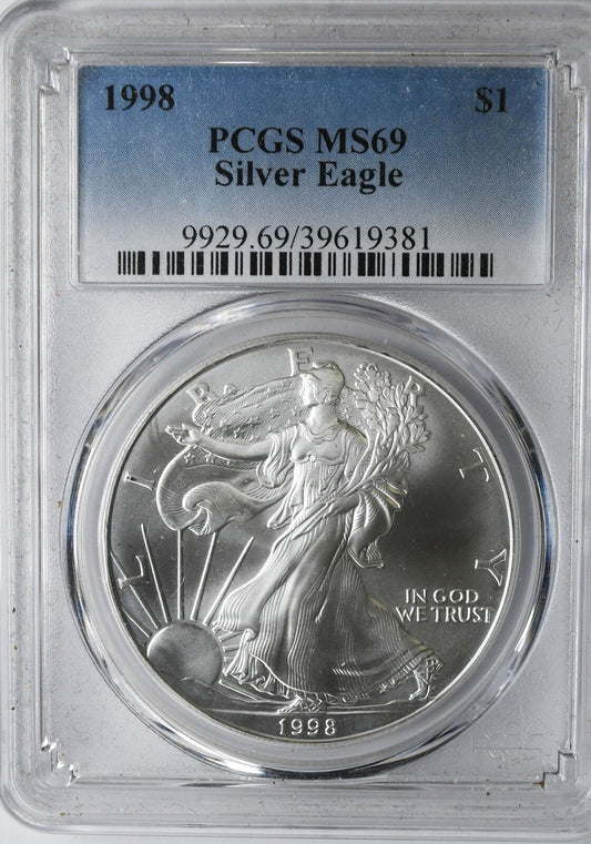 1998 $1 Silver American Eagle PCGS MS69 One Ounce Fine