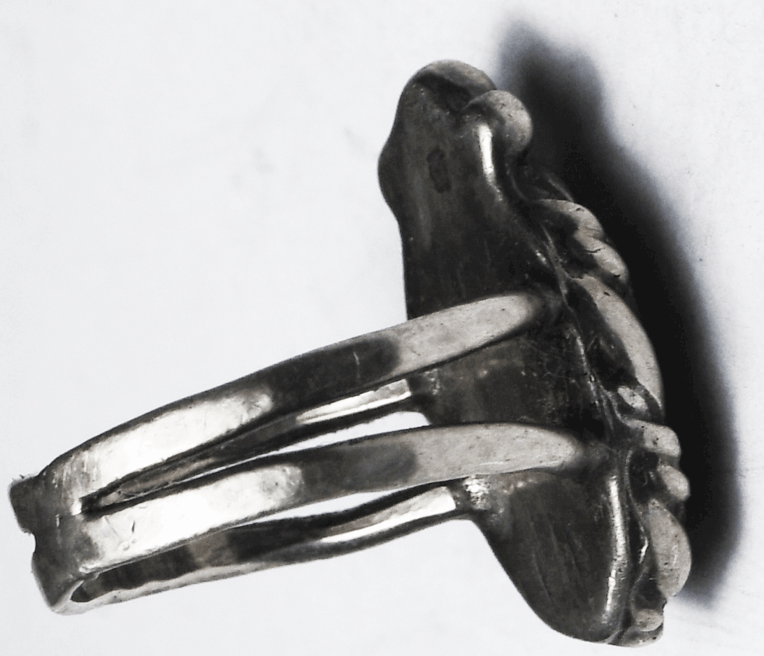 Antique Sterling Turquoise Double Band Ring 21mm Size 5