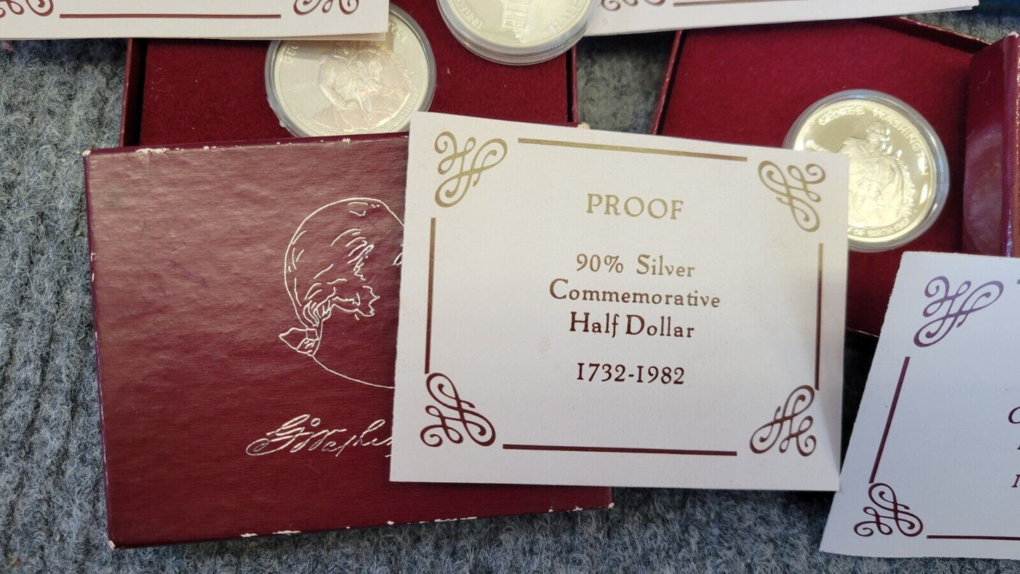 (11) 1982 George Washington Proof Silver Commemorative 90% Half Dollars Lot