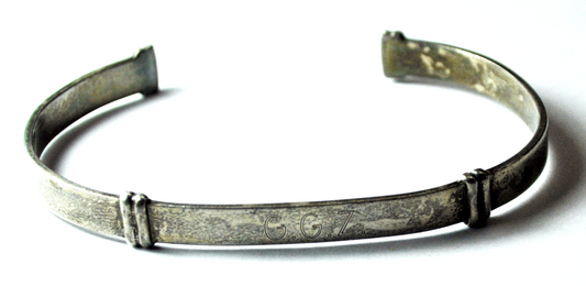 Sterling Silver Richard Kalbe ID Cuff 8mm Bracelet 8" Wrist 17.8g Monogrammed