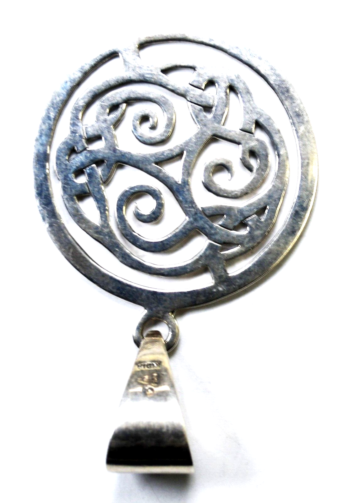 Sterling Silpada Large Round Celtic Disc Knot Scroll Pendant S1230 2-7/8" x 47m