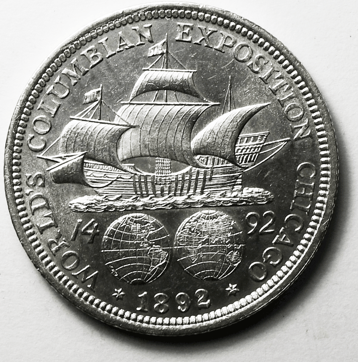 1892 50c Columbian Exposition Commemorative Silver Uncirculated Cleaned