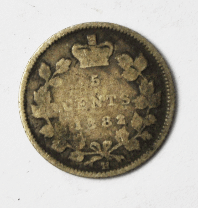 1882 H Canada 5c Five Cents Rare KM# 2 Half Dime
