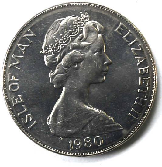1980 Isle Of Man One Crown Copper Nickel Coin KM# 63
