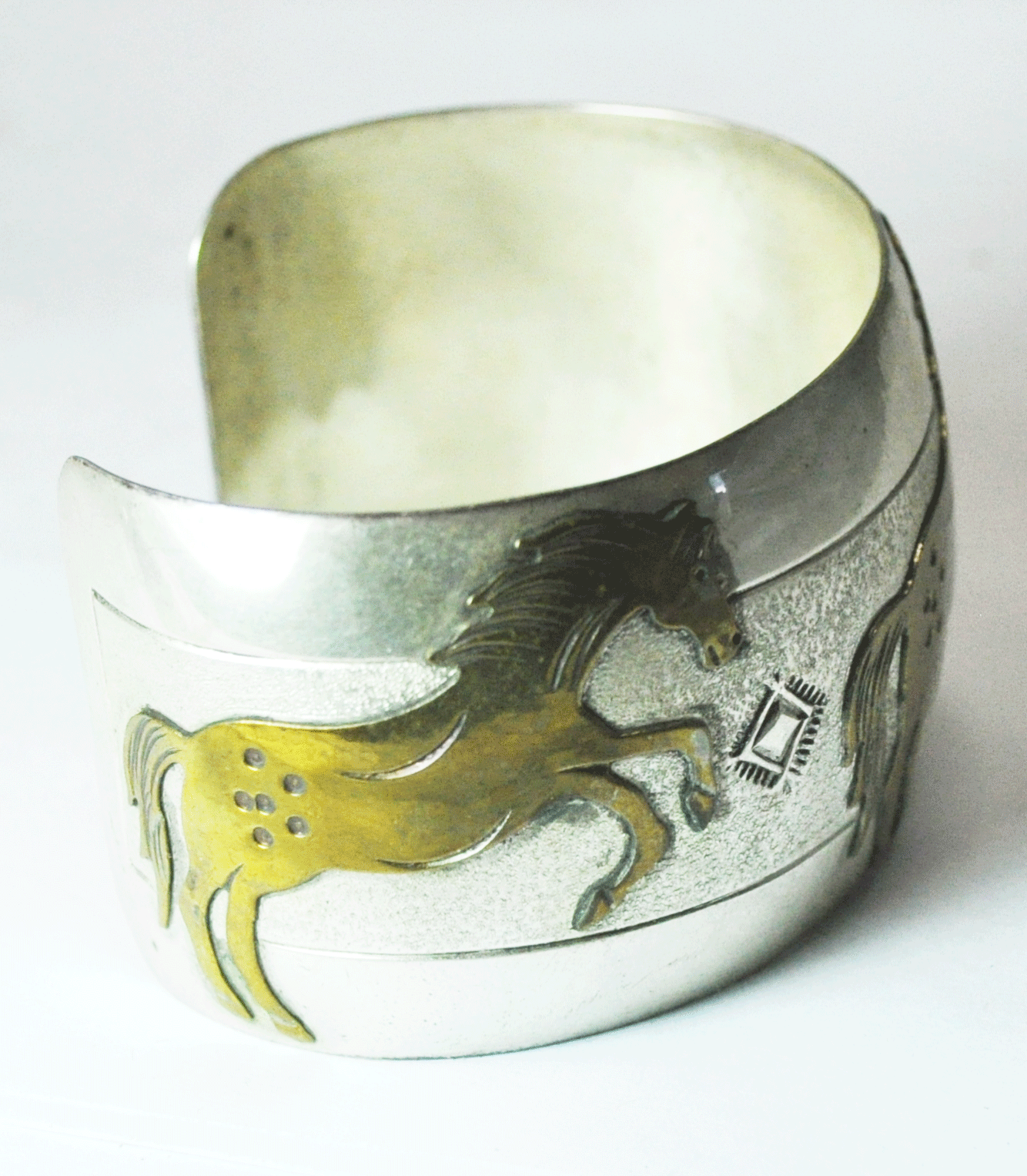 Sterling Silver Virgil Reeder 2 Tone Horse Cuff Bracelet 38mm 7" Wrist IHMSS
