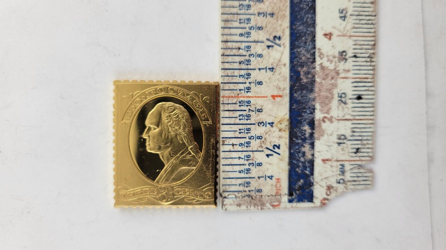 USPS United We Stand .999 Fine Silver Gold Plated Stamp George Washington .47oz.