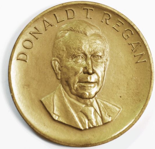 1981 Donald T Regan Secretary of Treasury Bronze Medal 76mm