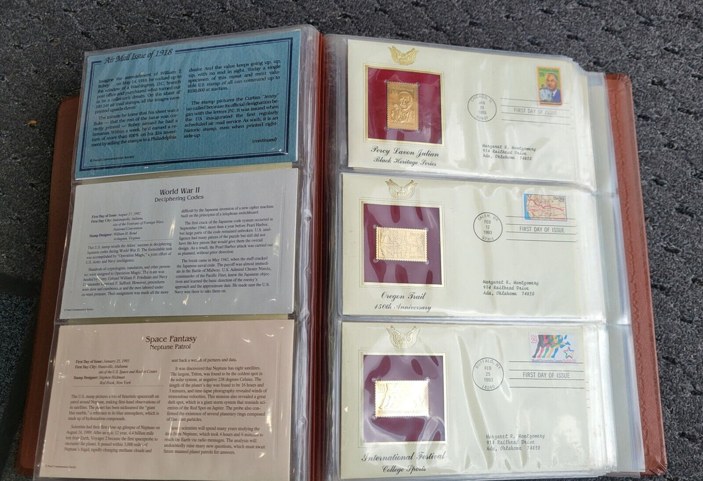 Golden Replicas of United States Stamps Album 22k Gold In Booklet 47pc.