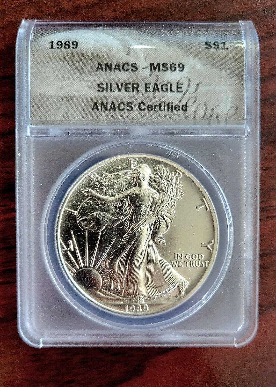 1989 $1 American Silver Eagle ANACS MS69 Silver Dollar .999 Fine Silver 1oz.