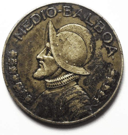 1930 Panama 1/2 Half Balboa Silver Coin KM# 12.1