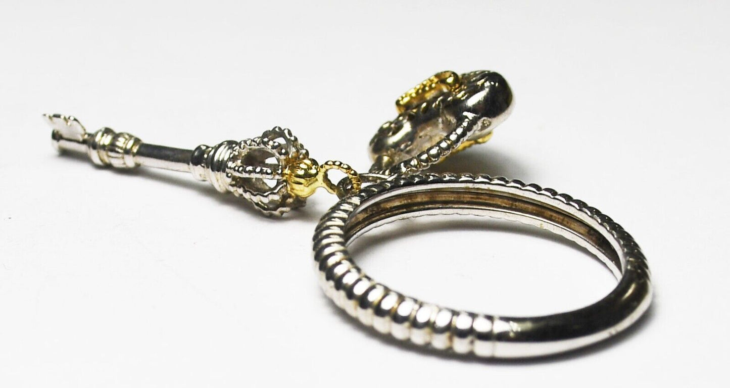 Sterling RCI 14k GF Lock Key Ring 2.5mm Band Size 8.25