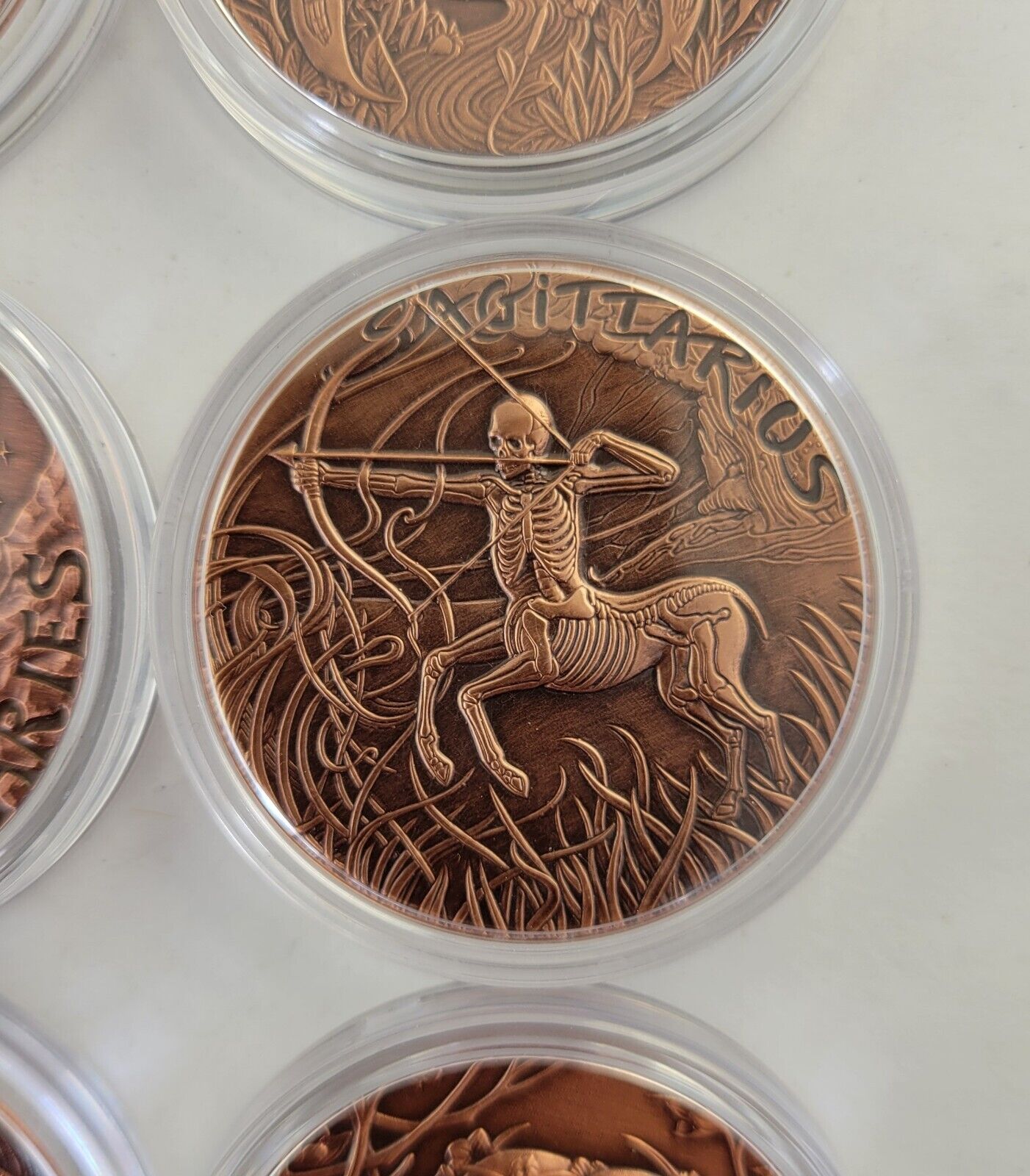 2015 Complete Zodiac .999 Fine Copper Rounds 12pc Skullcoins wCOA Cards Morbid