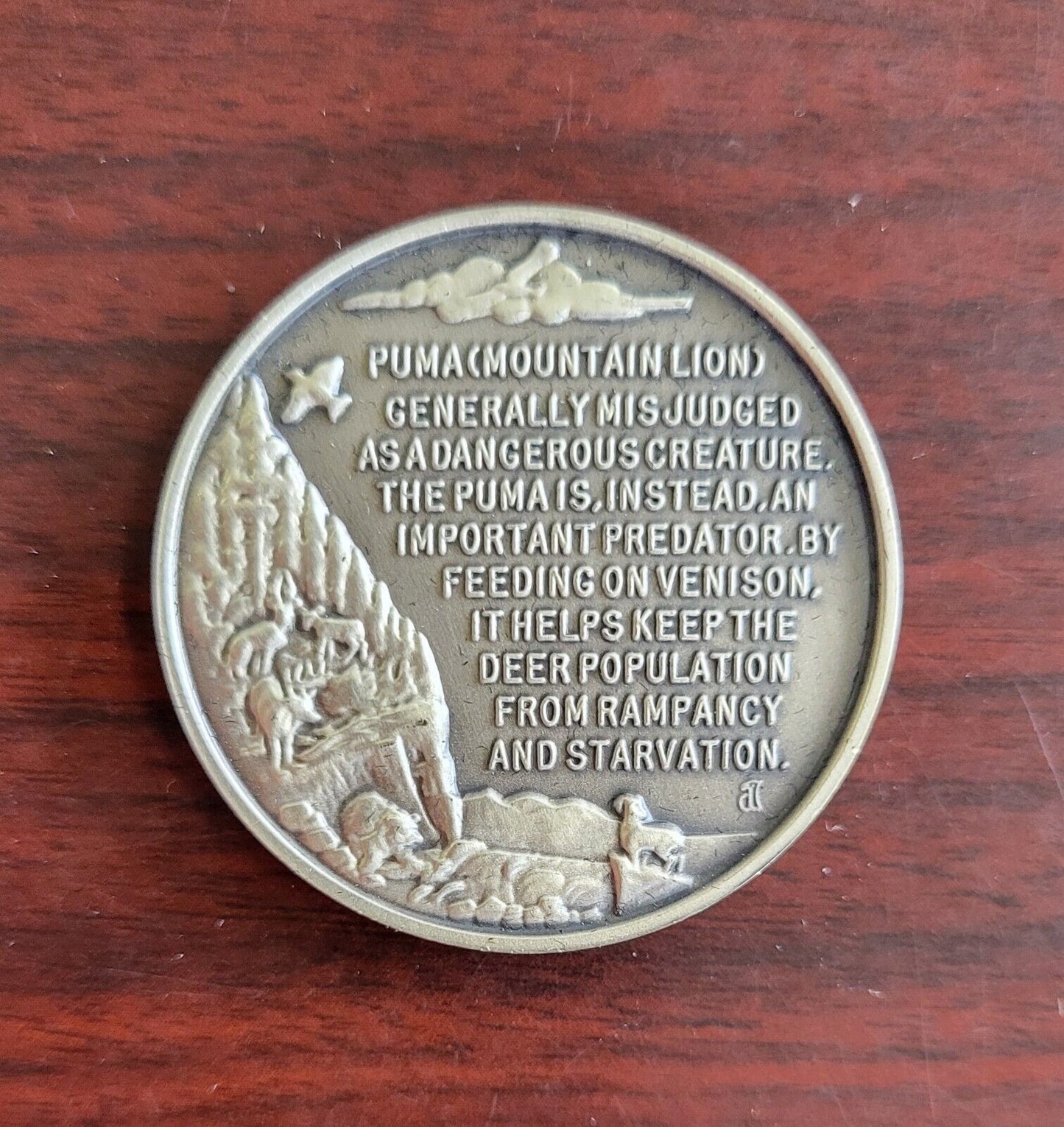 Longines Symphonette Sterling Puma Wildlife Series Medal 1.1oz Coin