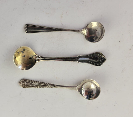 Vintage Sterling Silver Lot of 3 Salt Spoons SSMC