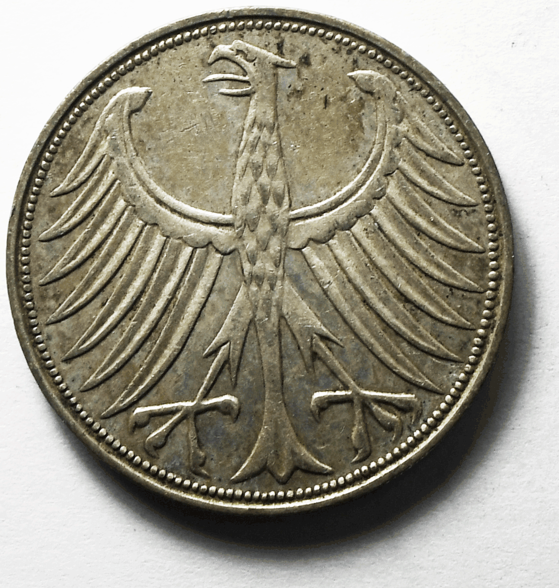 1958 G Germany Federal Republic 5 Five Marks Silver Coin KM# 112.1