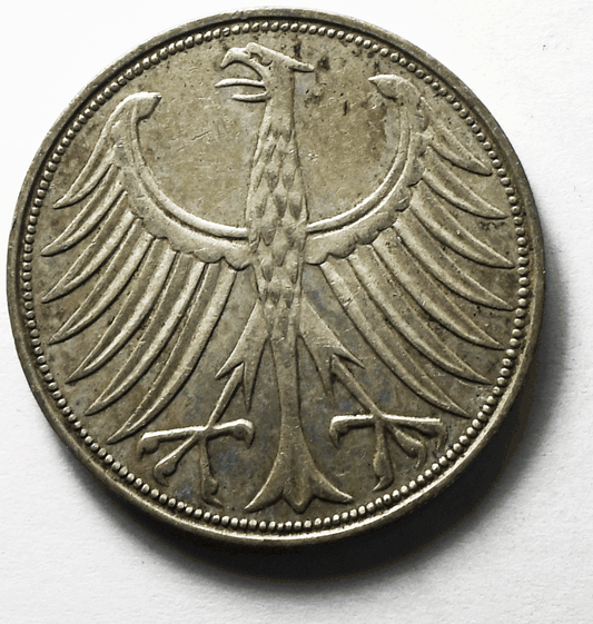 1958 G Germany Federal Republic 5 Five Marks Silver Coin KM# 112.1