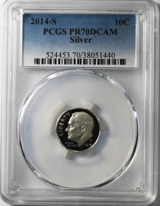 2014 S 10c Roosevelt Proof Dime Ten Cents PCGS PR70 DCAM Silver