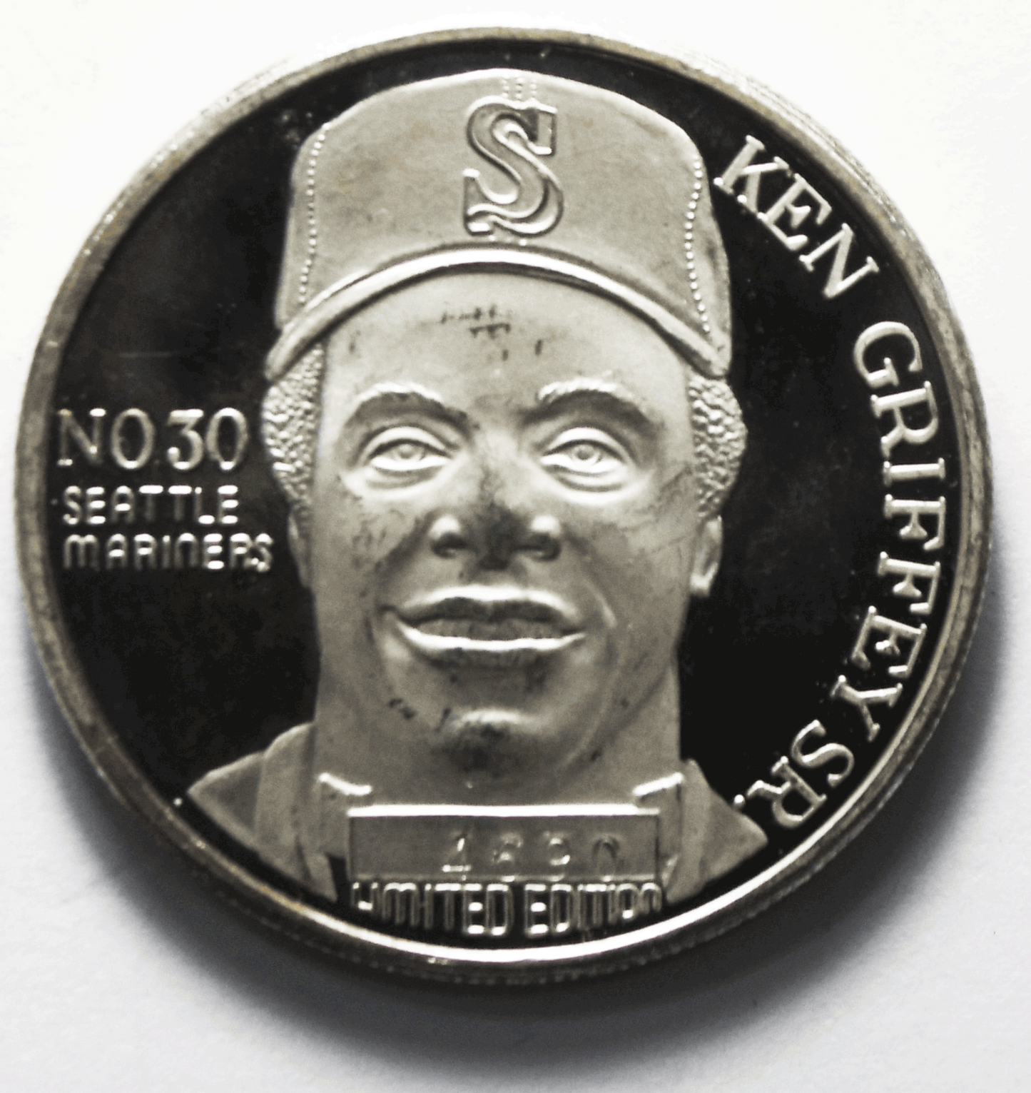 1990 Ken Griffey Sr Jr  .999 1 ozt. Silver Round Seattle Mariner