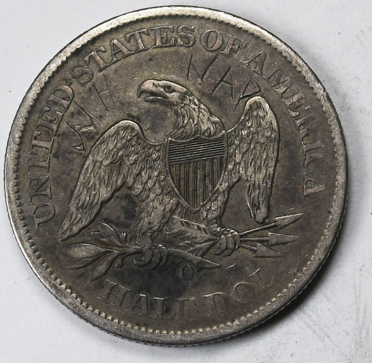 1860 O 50c Seated Liberty Silver Half Dollar Fifty Cents New Orleans Graffiti