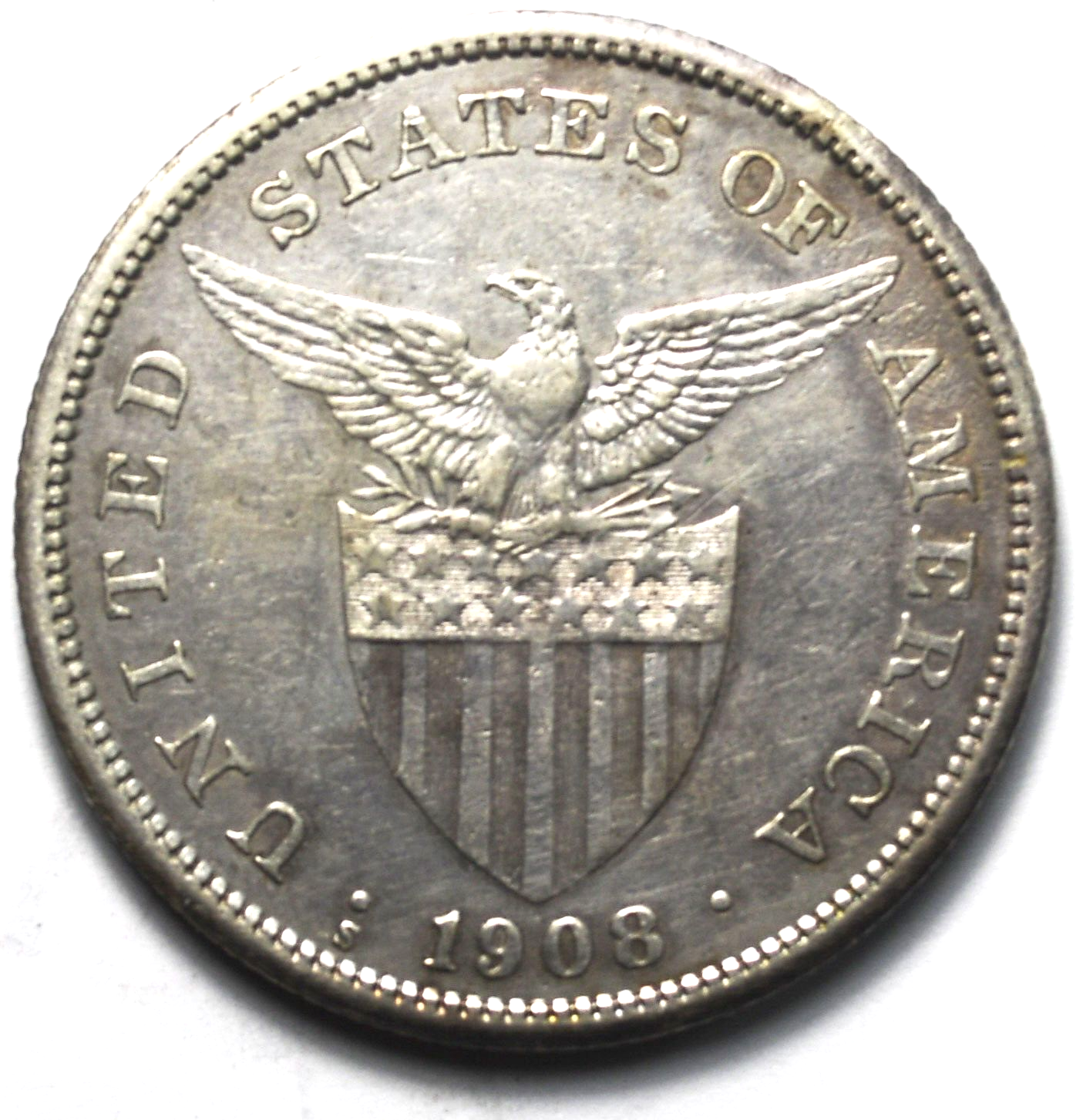 1908 S Philippines Silver One Peso KM# 172