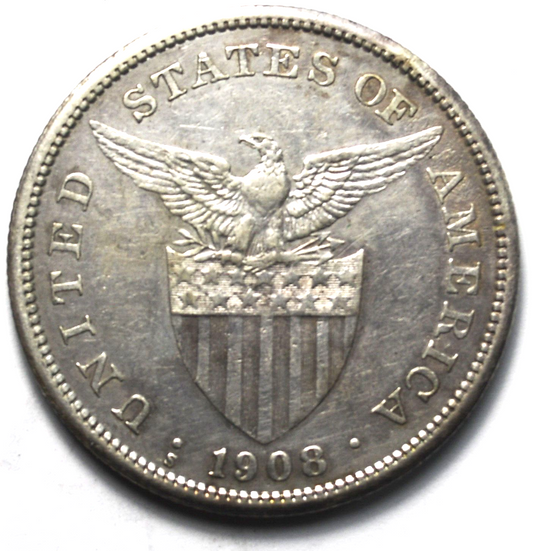 1908 S Philippines Silver One Peso KM# 172