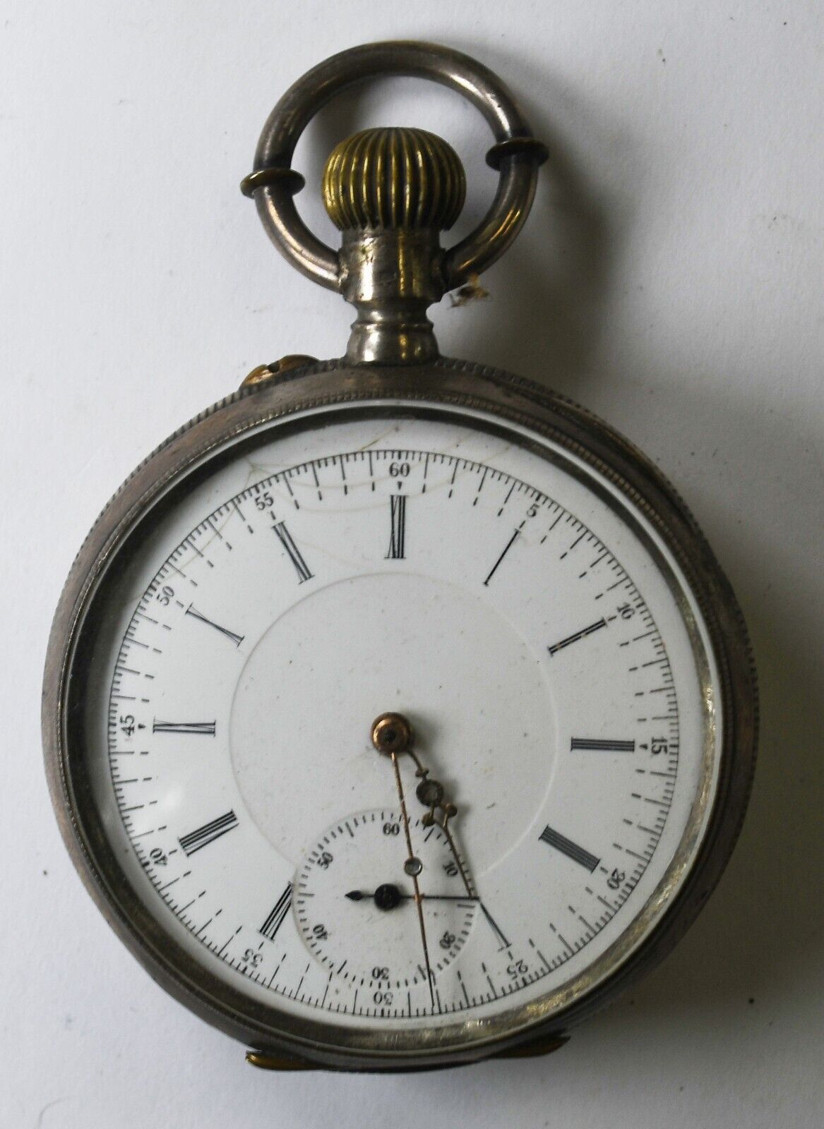 R Schmid 800 Fine Silver Machine Turned 53mm Case Swiss Pocket Watch