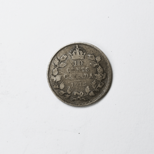 1915 Canada 10c Ten Cents Silver Coin Dime KM# 23